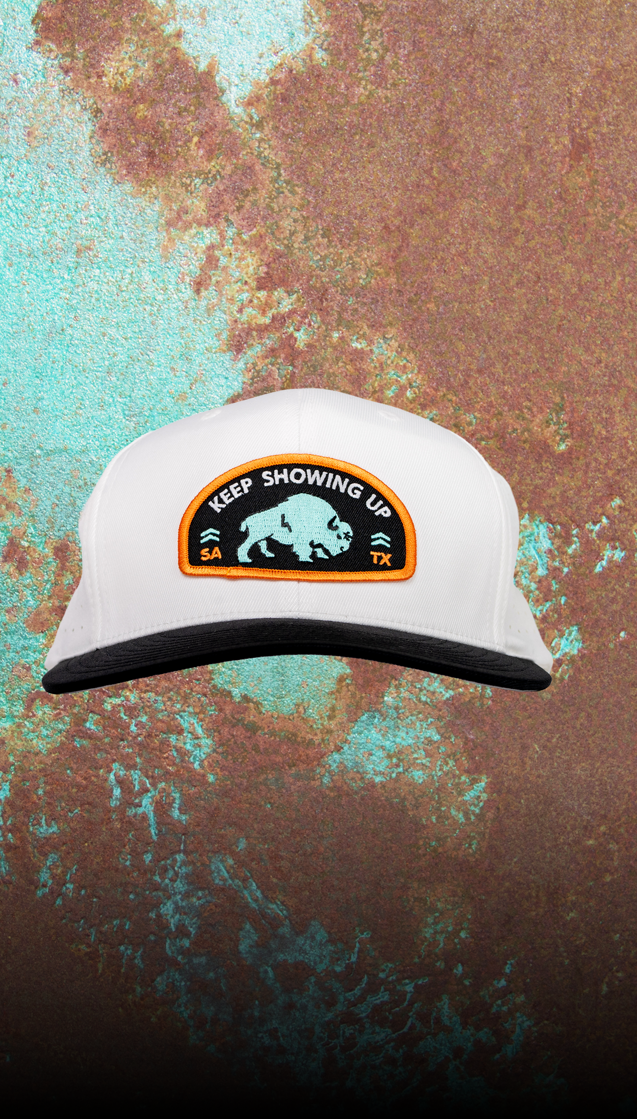 Keep Showing Up Buffalo Hat White