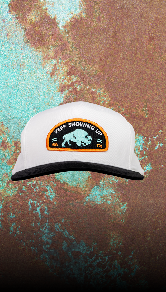 Keep Showing Up Buffalo Hat White